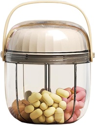 MURRI&MURRDI Pill Organizer met 4 afdelingen, Travel Pill Box Portable Pill Case Anti-Mixing & Wide Opening, Compact Pill Container houder voor vitamines Visolie Medicijnen (F Cream White)