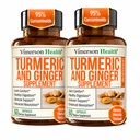 Kurkuma Curcumine Supplement met gemberwortel voor gezamenlijke ondersteuning, spijsvertering en Gut Health - Bevat organische Kurkuma Curcumine met zwarte peper (Bioperine) voor verbeterde absorptie - 60 capsules, 2 Pack