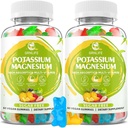 Kalium Magnesium Supplement Gummies, Kalium Gummies voor Volwassenen Kids, Hoge Absorptie Magnesium Glycinate voor Leg Cramps & Immune Health, Sugar-Free, Vegan gemengde smaken, 120 Tellen