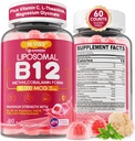 Méthyl B12 Gommies 5000 mcg/10000 mcg w/L-méthylfolate, B6, Champignon de la Mane du Lion, CoQ10, PQQ, Glycinat de magnésium, Complexe de vitamine B12 liposomique extra-résistance pour l'énergie, le foyer, le drainage et l'immunité 1Pack