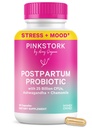 Pink Stork Probiotica voor postnatale vrouwen - 30 miljard CFUS met Ashwagandha en kamille, Postpartum Essentials voor Hormone Balance, Mood Support, Gut Health, Digestieve Wellness, 30 Capsules