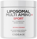 Codeage Multi Amino+ BCAA & EAA Supplement, alle 9 essentiële aminozuren, vrije vorm vertakte Aminozuur pillen, Sport Supplement, Pre & post workout, Liposomale levering, Veganistisch, 240 capsules