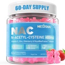 Nextdia NAC Gummies for Kids & Adults, Chewable N-Acetyl Cysteine Supplement 600mg 1000mg w/Vitamine C, Zink, Vlierbes for Antioxidants & Immune Support, Lung & Liver Health, Sugar Free, 120 Ct
