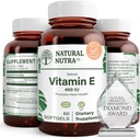 Natuurlijke Nutra Vitamine E 400 IE Supplement, Enrich Health Nutriënten, bevordert de gezondheid van de huid, Verbetert haar & Nails Groei, Ondersteunt lichaamsvetniveau, helpt de gezondheid van het hart en beschermt huidtextuur, 60 zachte gels
