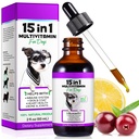 Honden Multivitamine,15 in 1 Honden Multivitamine Liquid Drops Supplementen, Honden Vitaminen voor de gezondheid van het hart, Bones, Gezamenlijke, Huid & Coat, Blaas, Immuun Systeem Ondersteuning 60ml