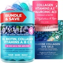 MAREE Bundle - Vitamine B1 Thiamine Gummies, Lip Mask, Under Eye Gels - A, E, D, C Vitamines - Collageen & Hyaluronzuur - Complex for Skin, Nails, Hair - Mask for Dry Lips - Gels for Puffy Eyes