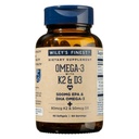 Wiley's Finest Wild Alaska Fish Oil Vitamin K2 & D3 Softgels - 500mg EPA en DHA Omega-3s voor Bone and Heart Health Support - 60 Softgels (60 Servings)