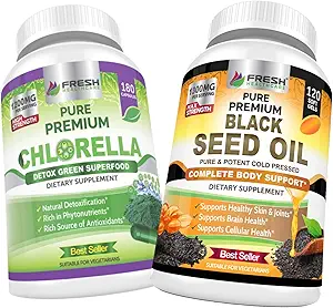 VERSE GEZONDHEIDSZORG Chlorella en Zwarte Zaadolie - Bundel