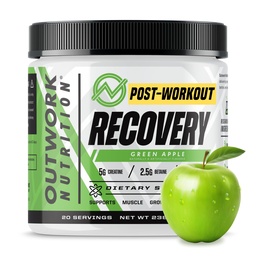 Outwork Nutrition Post Workout Recovery Powder - Creatine Monohydraat, KSM-66 Ashwagandha & Tart Cherry - Speeds Recovery, Eases Soreness - Createine Powder for Men & Women, Green Apple, 240 Gr