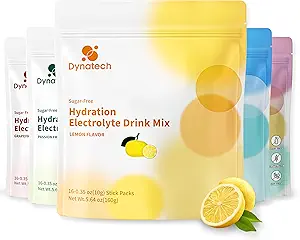 Dynatech Zero Sugar Electrolyte Drink Mix - Citroen - Hydration Powder Packets with 10 Electrolytes & Vitamins