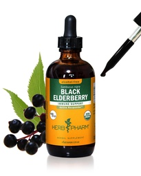 Herb Pharm Certified Biologische Zwarte Vlierbes Liquid Extract voor Immuun Systeem Ondersteuning, Alcoholvrije Glycerite, 4 Ounce