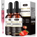 Vitamine B12 gouttes liquides Sublingual 10000 mcg, Supplément complexe triple B-12, mélange de méthyl et de méthylcobalamine pour les femmes et les hommes, Booster d'humeur et d'énergie, Métabolisme et soutien de la santé, 2 Pack