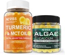 NEVISS Sugar Free Kurkuma Curcumin Gummies + Marine Algen Calcium Supplement 600mg, Hoge Absorptie, Veganistisch