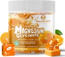 Supplément de glycinat de magnésium, potassium sans sucre à croquer avec du glycinat de magnésium, vitamine D, B6 et CoQ10 pour un soutien et un sommeil apaisants pour les adultes, 60 jours d'approvisionnement-Orange