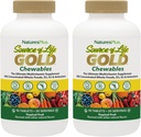 NaturesPlus Bron van het leven Goud Multivitamine - 90 Kauwtabletten, Verpakking van 2 - met vitamine D3, B12, K2 & meer dan 120 Whole Foods - Blood, Bone & Immune Support - Glutenvrij - 60 Totaal porties