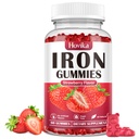 Supplément de gommies de fer pour les femmes et les hommes, Suppléments de fer pour les enfants pour l'anémie avec vitamine C, B12, Folate - Blood Builder & Energy Support for Iron Deficiency - Sans sucre Fraise Flavor, 60 gommies