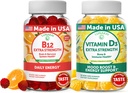 Lunakai Vitamine B12 en vitamine D3 Gummies Bundle - 3000 mcg B12 en 25 mcg 1000 UI VIT D3 - Glutenvrij, Geen maïssiroop, Biologische, Niet-GMO, Plant Gelatinevrij