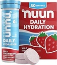 Nuun dagelijkse Electrolyte tabletten met Magnesium, Calcium, Kalium, Chloride & Natrium, Glutenvrij, Suikervrij, & Veganistisch, Wild Aardbei Smaak, 8 Pack (80 Servings Totaal)