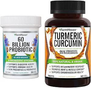 FarmHaven Kurkuma Curcumine met BioPerine Black Pepper en 60 miljard CFU Probiotic