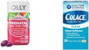 OLLY Ultra Strength Prenatale Multivitamine Softgels met Hersenontwikkeling Ondersteuning + Colace Clear Stool Softener Capsules, 28 Tellen