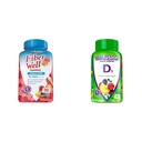 Vitafusion Fiber Well Supplément de fibre sans sucre et vitamine D3 Vitamines gommy pour os et immunosupport du système, pêche, mûre et fraise, 50 mcg de vitamine D, 75 jours d'approvisionnement, 150 comte