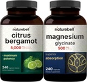 NatureBell Magnesium Glycinate Capsules 500mg & Citrus Bergamot Veggie Capsules 5.000 mg Equivalent Bundelpakket 
