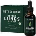 Betterbrand BetterLungs Health Pack - Better Longs Detox Tea & Mullein Leaf Tincture Drops 2 Daily Respiratory Wellness