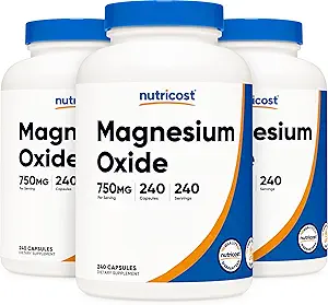 Nutricost Magnesiumoxide 750 mg, 240 capsules (3 flessen)