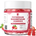 Supplément de magnésium potassique Gommies - Nouvelle formule Calme Magnésium Glycinate Gommies & Potassium Citrate 200 mg Plus Omega 3, B6, D3, K2 & Calcium pour Zzz, Crampes et Muscle - 120 Compte