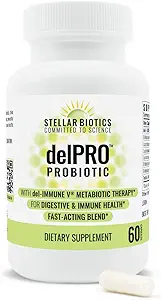 Stellar Biotics - Delpro Probiotic (+ Del-Immune V & Prebiotic Blend) bevordert Optimale Gut Health, Digestie, Immuun Support & Mood (60 capsules)