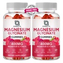 Magnesium Glycinate Gummies 400 mg met 100 mg samengesteld magnesium - gecheleerd magnesium Kaliumsupplement met vitamine D, B6 ondersteunt kalm, slaap, geheugen en spierkrampen, sugarvrij - 120 Gummies