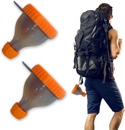2Pack Proteïne Poeder Container te gaan Portable Supplement Funnels voor het vullen van flessen met eiwitpoeder Compartiment Pillen Opslag, Geweldig voor training, Reizen, to-Go, Fitness(Orange