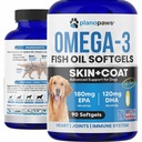 Omega 3 Visolie voor honden - Zalmolie voor honden - Hond Visolie supplement Kan helpen vergieten, Allergie, jeuk Relief - Ondersteunt droge huid, gewrichten - Hondenhuid en jas supplement - 90 Visolie pillen EPA DHA