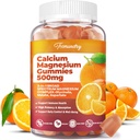 Supplément de magnésium de calcium Gummies pour les adultes: Citrate de calcium 600 mg avec vitamine D3 et K2 pour les hommes - Soutiens B0ne Strength, Better Zzz, Muscles, Energy & Immune (60 comte)