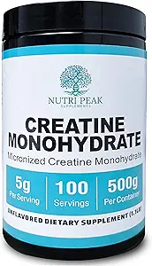 Creatine Monohydraat Micronized Powder Unflavored 500G, 5000mg Per Serv (5g), 100 Servings