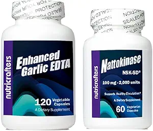 Verbeterde Knoflook EDTA en Nattokinase NSK-SD. Cardio Cleansing Health Bundle (Twee Items)