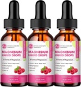 (3 Pack) Magnesium Liquid Drops - 8 in 1 Magnesium Complex Supplement met Magnesium Glycinate, Citrate, Malate, Taurate, voor Hersenen, Nacht, Spieren, Botten, Krampen, Raspberry Flavor