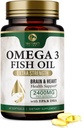 Omega 3 Visolie Pillen 2400mg - Triple Strength Omega 3 Visolie Supplementen - Beste EPA & DHA vetzuren voor Hersenen & Heart Health Ondersteuning, Natuur Omega3 Supplement, 30 dagen levering - 60 Softgels