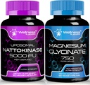 WELNESS LABSRX Nattokinase Supplement Capsules - 5000 FU - Magnesium Glycinate Capsules 750 MG