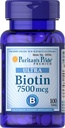 Puritan's Pride Biotin 7500 mcg, gezonde haarondersteuning, 100 telling, 100 telling (pakket van 1)