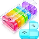 AUBON XL Wekelijkse pil Organisator 2 keer per dag met een grote opening voor gemakkelijk vullen, AM PM Pill Box 7 Dag in Regenboog Kleuren, Portable Travel Pill Case voor Medicatie, Vitaminen, Visolie, Supplementen