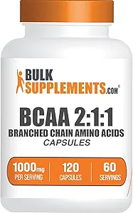 BulkSupplements.com BCAA 2:1:1 Capsules - Branched Chain Amino Acids, BCAA Supplements, BCAA Capsules - BCAA 1000mg, BCAA Pillen - Glutenvrij - 2 Capsules for Serving, 120 Capsules