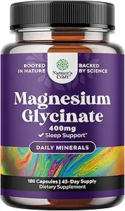 Pure Magnesium Glycinate Supplement 400mg Per Serving - Vegan High Absorptie Chelated Magnesium Capsules for Women & Men with Elemental 400mg for Mood Sleep and Relaxation Support - 180 Tel.