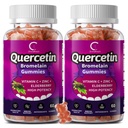 Quercetine Gummies - Quercetine met bromelaïne, vitamine C, zink en vlierbessen, extra sterkte Immune System Booster, long ondersteuningssupplement voor volwassenen kinderen - 60 quercetine Gummies (2 verpakkingen)