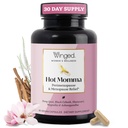 Winged Wellness Hot Momma Menopauze supplementen voor vrouwen - Hormone-Gratis Menopauze Relief Support for Hot Flashes & Night Sweats with Chaste Tree Berry, Multivitamines & More - 60 Vegan Capsules
