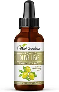 Herbal Goodness Olive Leaf Extract Liquid 1oz - voor Immune Boost, Cadiovasculaire ondersteuning, Cognitieve Welzijn, Verbeterde huidgezondheid en spijsvertering Comfort met antioxidanten - 1 fles