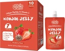 Konjac Jelly Pouch Drinkbare aardbeiensmaak, 7 Calorieën, Glutenvrij, Zero Sugar, Keto, Collageen Peptiden en Vitamine C, Low Fat Healthy Fruit Snacks, Holiday Gifts, 10 Packs