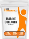 BulkSupplements.com Marine Collageen Powder - Marine Collageen Peptides Supplement, for Hair, Skin, & Nails - Hydyrolyzed & Gluten Free, 2.5g per Serving, 250g (Pack of 1)