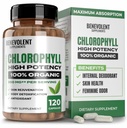 Gélules Benevolent Chlorophylle 350mg - 100% Naturel + Ultra Chlorophylle 20x Concentration de puissance pour stimuler l'énergie, soutien immunitaire, Déodorant interne, Santé de la peau, Non-OGM, 120 Capsules