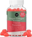 earth & elle Vegan Collagen Booster Gummies for Women with Biotin and Vitamins - Boosts Hair Nails and Skin Health, Anti-Aging - Delicious Sugar Free Berry Flavor - Makkelijk te kauwen - 60 Tel.